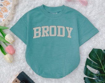Personalized Baby Bubble Romper: Custom Name Outfit, Handmade
