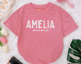 Personalized Name Baby Girl Outfits, Custom baby Bubble Romper, Baby Shower Gift, Baby Girl Outfits, Summer Baby clothes, Short Sleeves