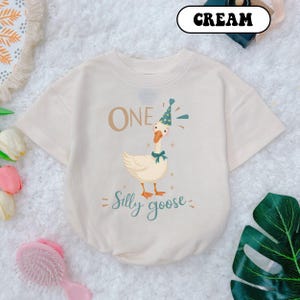 Silly Goose 1st Birthday Romper: Baby Short Sleeve Bodysuit