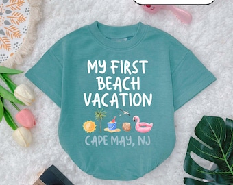 My First Beach Vacation Bubble Romper, Cute Summer Baby clothes, Summer Beach Outfits, Summer Vacation Bodysuit, Baby Showers Gift