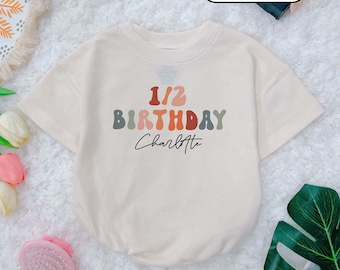 Retro 1/2 Birthday Baby Romper: Custom 6 Month Outfit