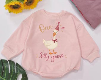 Girl One Silly Goose Birthday Romper, 1st Birthday Silly Goose Bodysuit, Silly Goose Birthday Girl, 1st Birthday Baby Girl Outfits