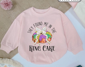 They Found Me in the King Cake Baby Romper, 1st Mardi Gras Infant Clothes, Baby Gift