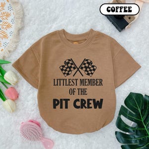 Littlest Member of the Pit Crew Bubble Romper, Racing Bodysuit, Race Car Outfits, Short Sleeves, Baby Shower Gift, Baby Announcement