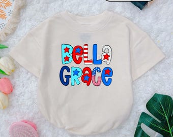 Custom Patriotic Baby Romper: 4th of July Outfit, American Flag