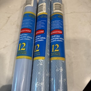 Lot of 3 Rubbermaid 1987 Shelf Drawer Liners 2 Heather Blue Floral 1 Solid Blue