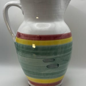 Hand-Painted Italian Caleca Pitcher Vintage Ceramic Water Jug