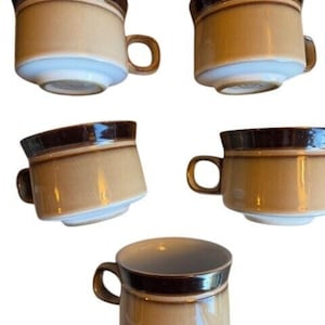 Denby Country Cuisine pattern fine stoneware mug Handcrafted in England set of 5