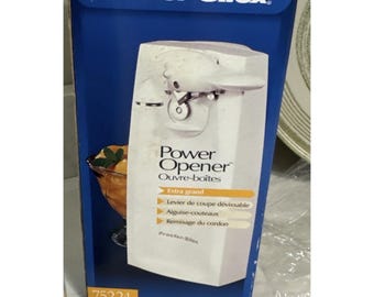 NEW VTG Proctor Silex Power Opener Extra Tall Can Knife Sharpener White NIB