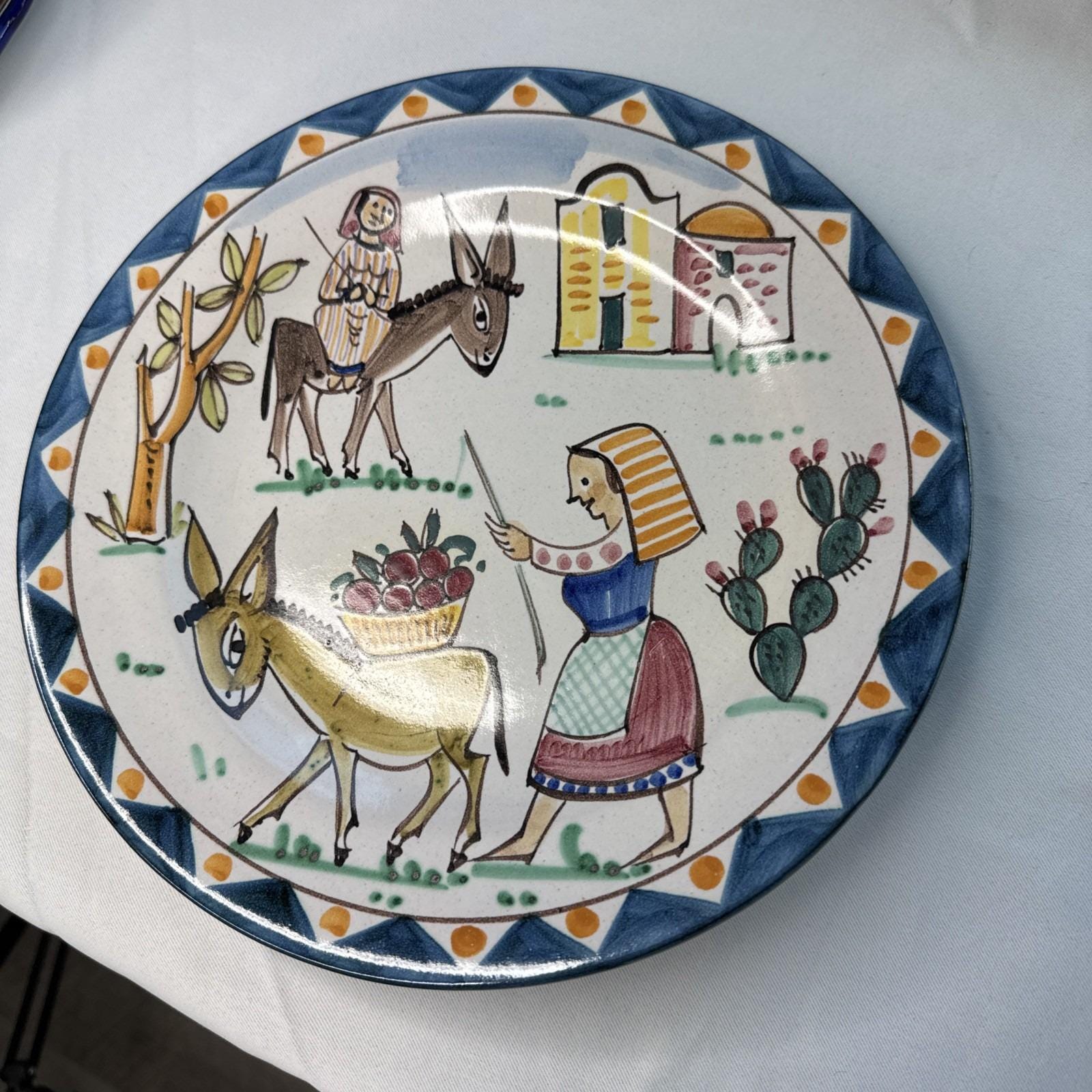 イタリア製 V Pinto Vietri 美しい花柄の陶器双耳壺 イタリア製 V