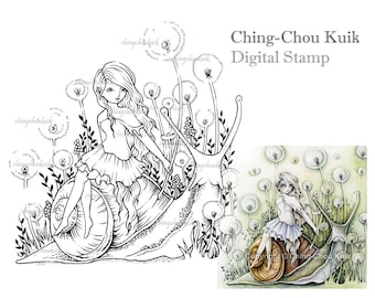 Dandelion Field - Digital Stamp Instant Download / Fantasy Art by Ching-Chou Kuik