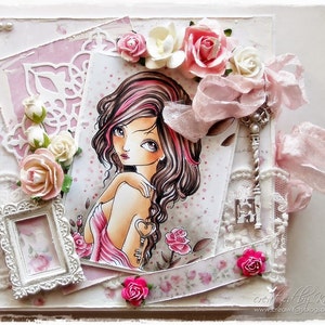 Key To My Heart Digital Stamp Instant Download / LOVE Key Rose Valentine Fairy Girl by Ching-Chou Kuik image 2