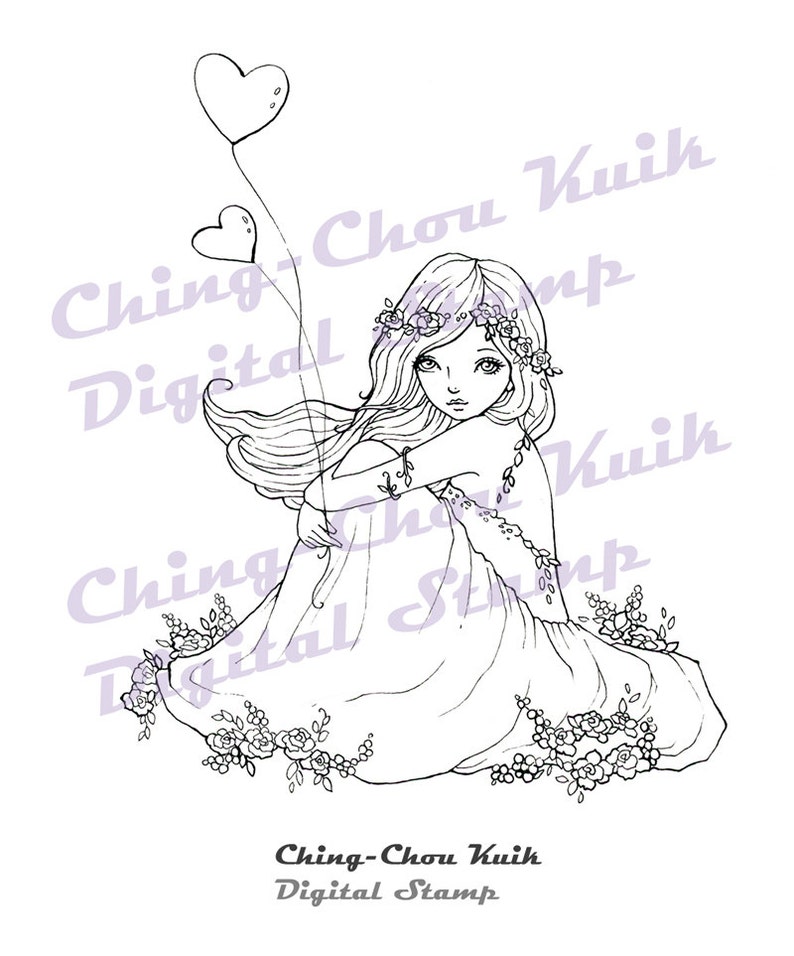 Love is in the air  Instant Download digital stamp / Wind image 0