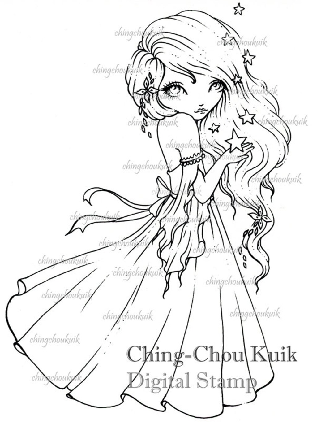 Wishing Stars Digital Stamp Instant Download / Wish Falling Star Lil ...