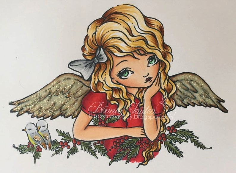 Holly Angel timbre numérique téléchargement immédiat / Art de Noël par Ching-Chou Kuik image 1
