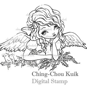 Holly Angel timbre numérique téléchargement immédiat / Art de Noël par Ching-Chou Kuik image 2