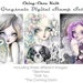 Intro Price - Hello Natural Set 3 - Greyscale PRINTABLE Instant Download Digital Stamp / Dog Cat Owl Fairy Girl Art by Ching-Chou Kuik