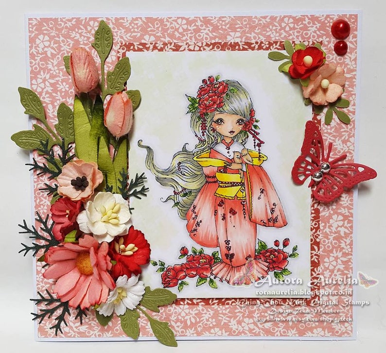 Dollie Set 1 Instant Download Digital Stamp/ Bookworm Peony - Etsy