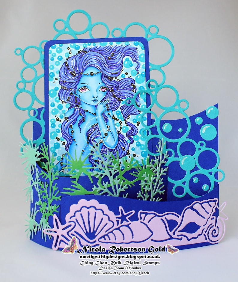 Floating Pearls Digital Stamps Instant Download / Pearl Fantasy Mermaid Fairy Girl Art by Ching-Chou Kuik image 2