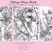 Hello Natural Set -Greyscale Grayscale Digital Stamp - PRINTABLE Instant Download / Girl Fantasy Art by Ching-Chou Kuik