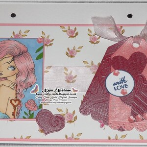 Key To My Heart Digital Stamp Instant Download / LOVE Key Rose Valentine Fairy Girl by Ching-Chou Kuik image 4