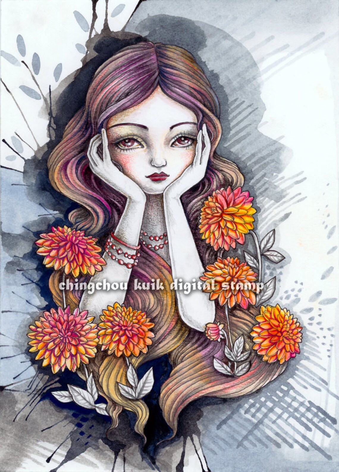 Dahlia PRINTABLE Digital Stamp Instant Download / Flower Etsy Canada