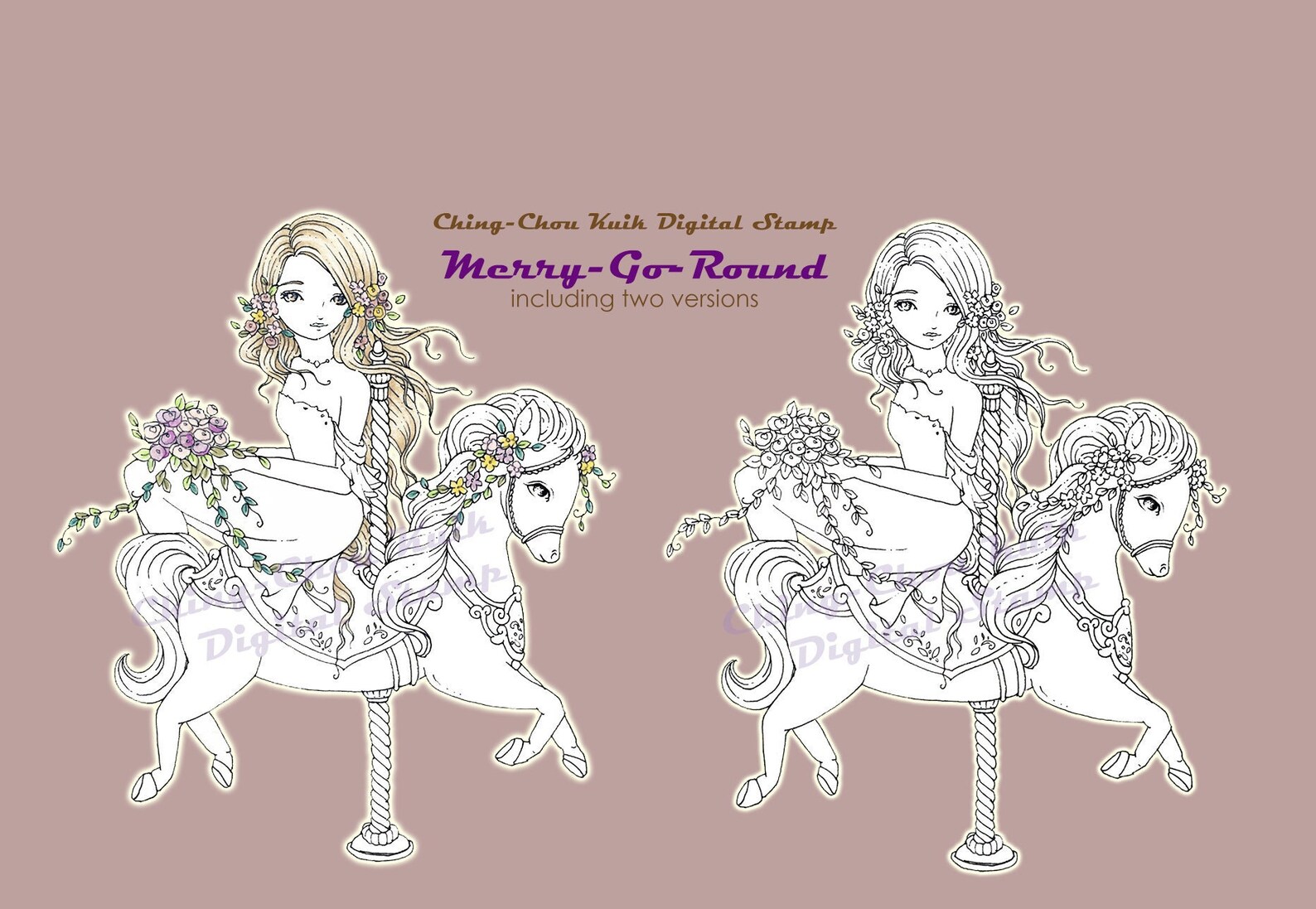 Merry Go Round-coloring Page PRINTABLE Instant Download - Etsy
