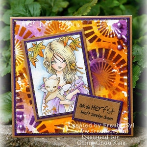 Autumn Fantasy Digital Stamp Instant Download / Art by Ching-Chou Kuik image 2