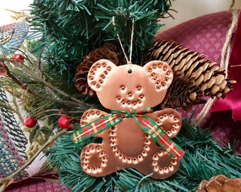 Teddy Bear Copper Ornament USA Handmade Hand Cut By Larry West