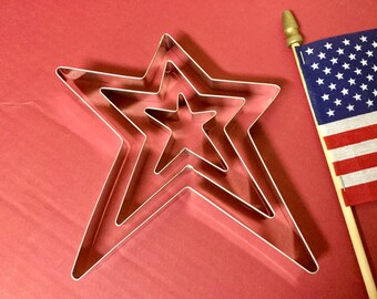 Handmade Primitive Star Cookie Cutter Tin, USA Made