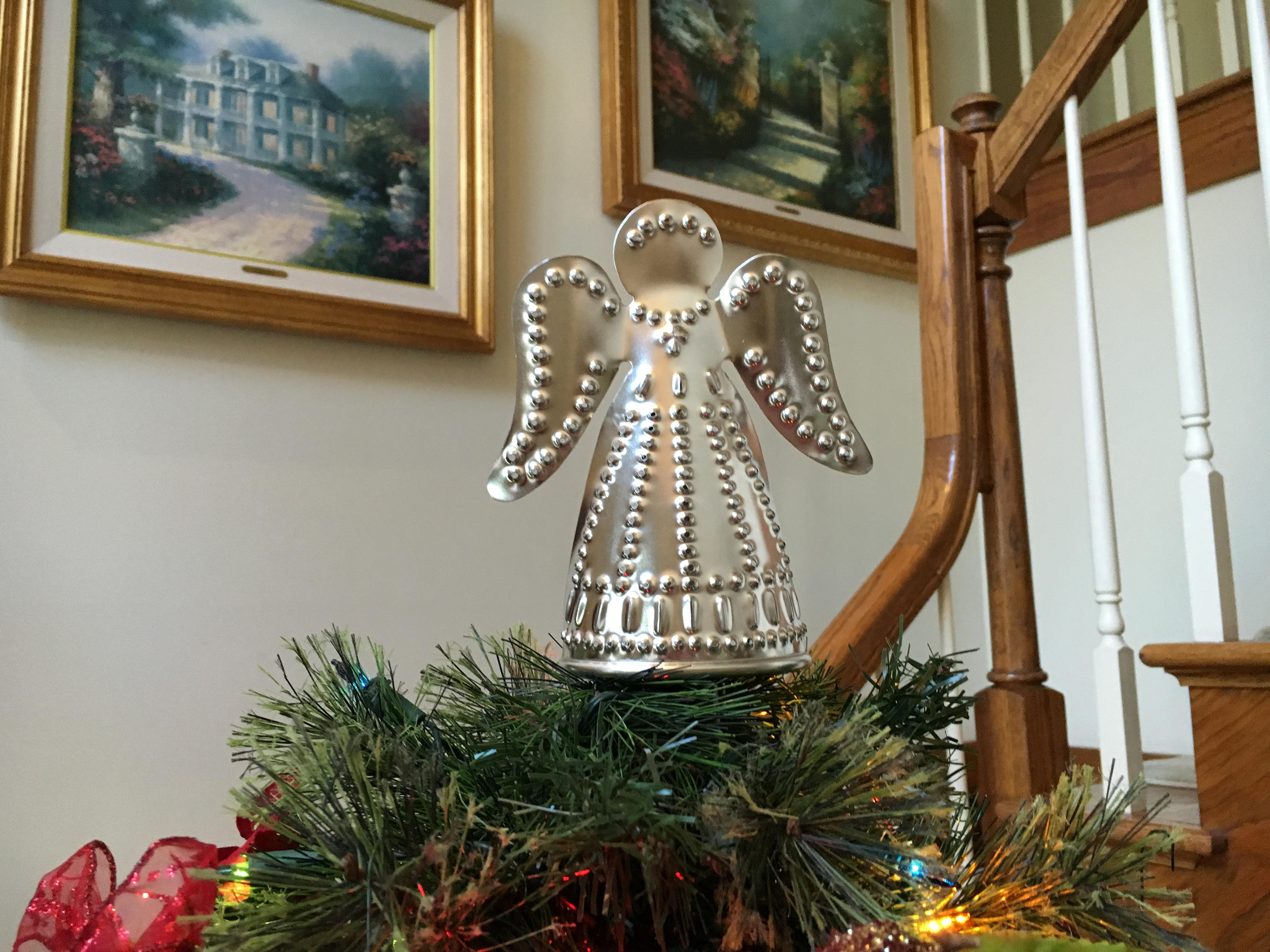 Angel Tree Topper Small 10th Anniversary Gift Tin Punch Silver Waterf…