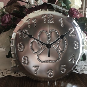 Paw Print Wall Clock Dog Clock 10 Inch in gift box Tin Punch Pet Owner Gift Dog Show Trophy Silver Metal USA Handmade By West Tinworks image 6