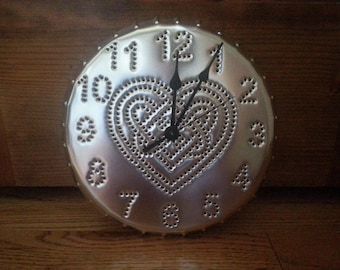 Celtic Heart Wall Clock Tin 10th Anniversary Gift Wedding Gift in gift box USA Handmade 10 Inch By Larry West.