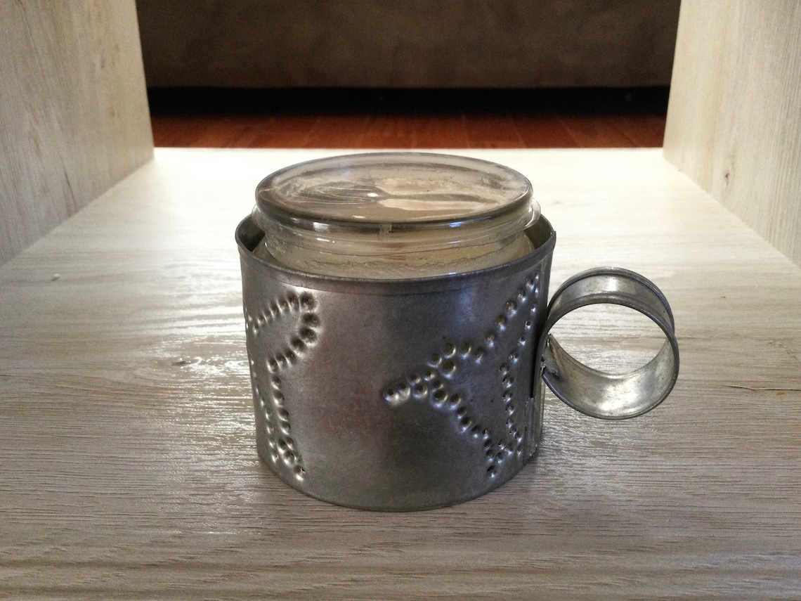 Tin Candle Holder Rustic Antique Hand Punched Housewarming Etsy