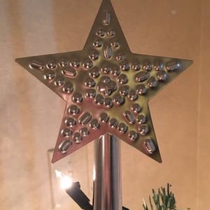 Tree Topper Star 4 1/2 Inch Small Metal Hand Cut Shiny Silver Tin Punch American Handmade By West Tinworks image 6