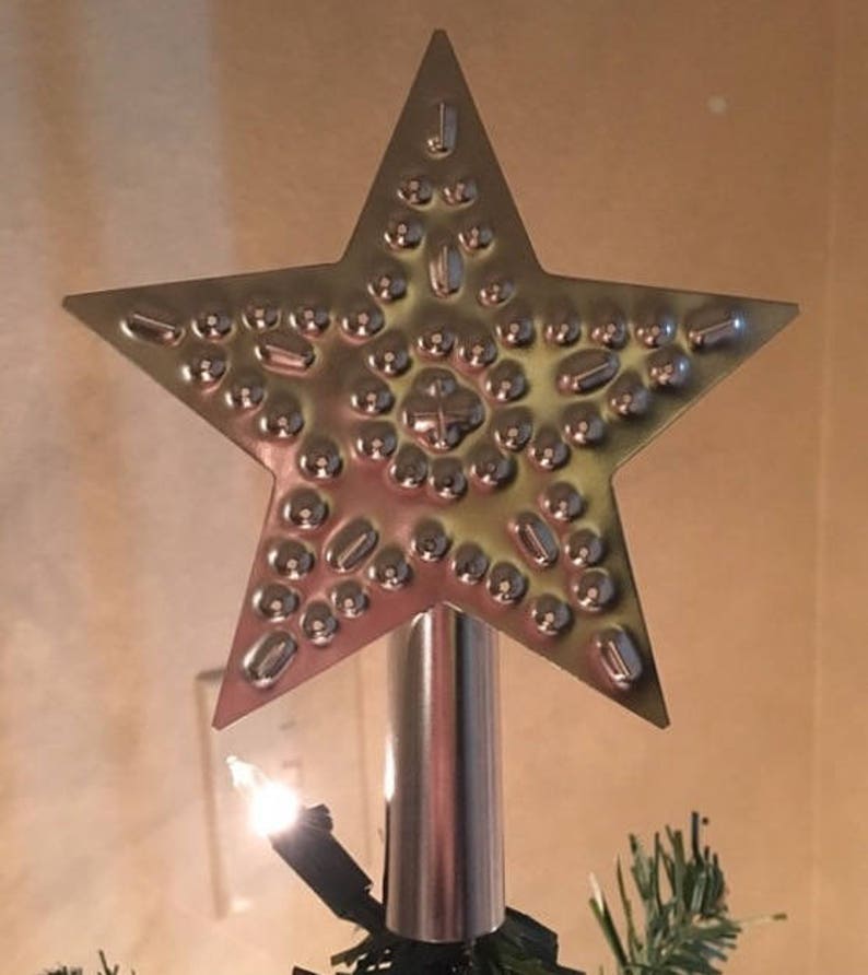 Tree Topper Star 4 1/2 Inch Small Metal Hand Cut Shiny Silver Tin Punch American Handmade By West Tinworks image 6