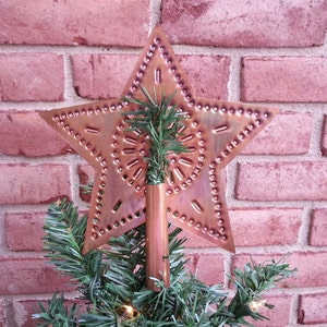 Copper Star Tree Topper 9 Inch Rustic Metal Wagon Wheel Design USA Hand Cut By West Tinworks image 2