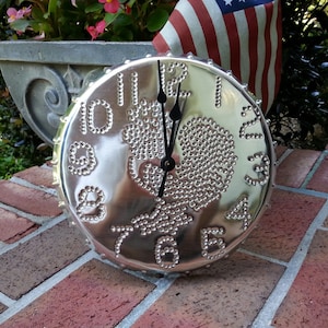Rooster Wall Clock 10 Inch in gift box  Handmade Tin 10th Anniversary Gift Hand Punched Tin Metal by West Tinworks