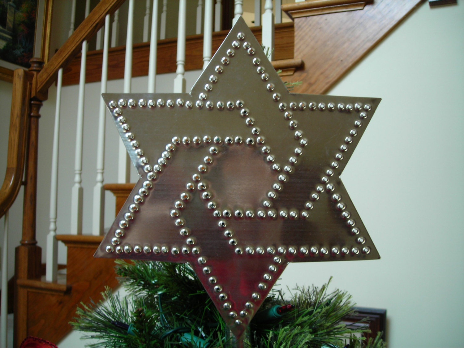 Star of David Tree Topper 9 Inch HAND CUT Made in the USA Metal Tin P…