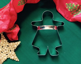 Primitive Gingerbread Girl Cookie Cutter 5 Inch Country Metal USA Tinsmith Handmade With Custom Handle By West Tinworks