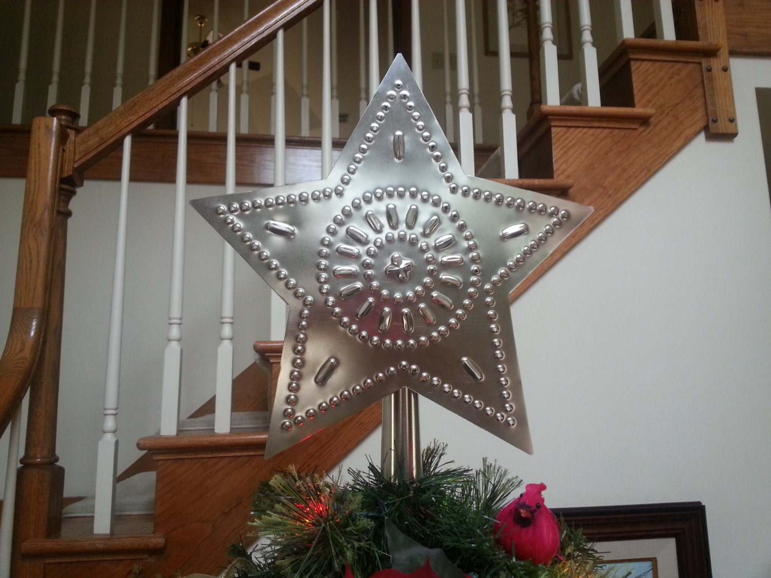 Star Tree Topper Large 12 Inch Metal Punched Tin Made in the USA Prim…