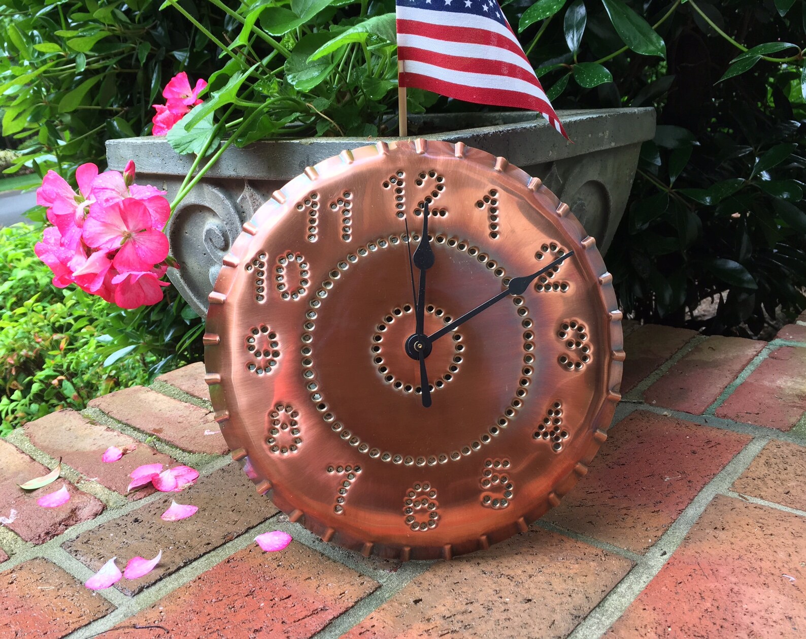 Copper Wall Clock Rustic Classic Design 10 Inch Metal 7th Etsy