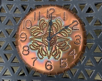 Horloge murale en cuivre 10 pouces cadeau du 7e anniversaire dans une boîte cadeau faite à la main aux États-Unis poinçonné à la main par Larry West