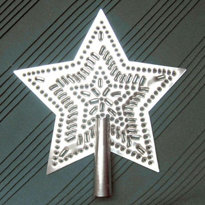 Tin Star Tree Topper 9 Inch Punched Tin Metal MADE in the USA Star in Star Pattern Hand Cut By Larry West image 2