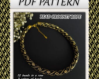 Perlenhäkelarbeit-Halskette/Armband-Muster – Geometrischer Goldstreifen (PDF-Muster)