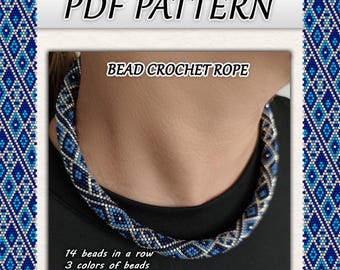 Perlen-Häkelkette Muster – Königsblauer Strickschmuck (PDF-Muster)