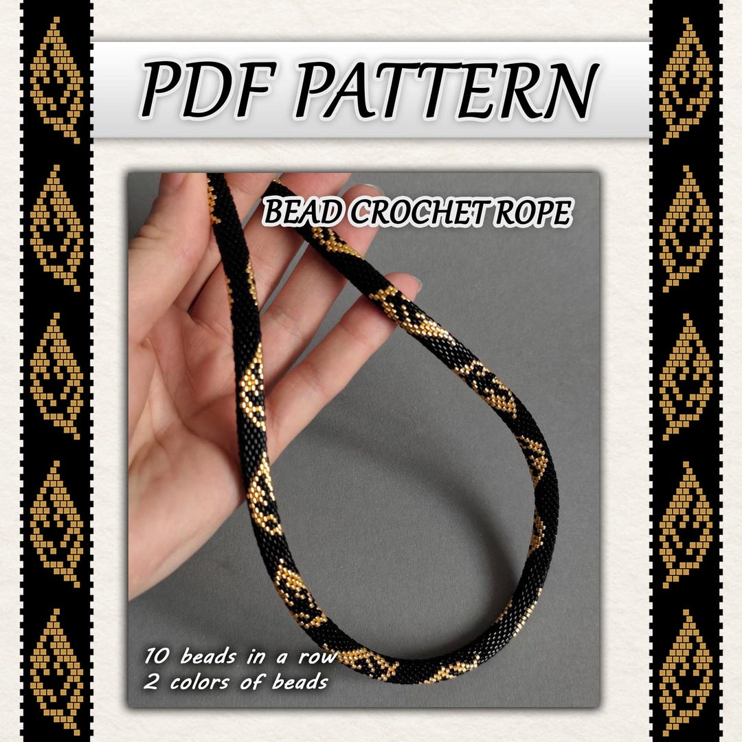 Bead Crochet Rope Pattern – Golden Leaves Necklace or Bracelet (PDF ...