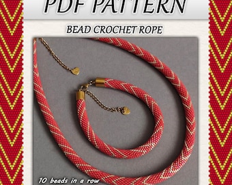 Coral Bead häkeln Anleitung PDF, Perlen Halskette oder Armband Muster, Elegante Perlen Seil Muster, Instant Download