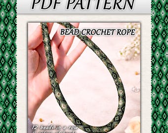 Perlen häkeln Seilmuster – Smaragd Diagonale Linien, Diamant Halskette Armband (PDF)