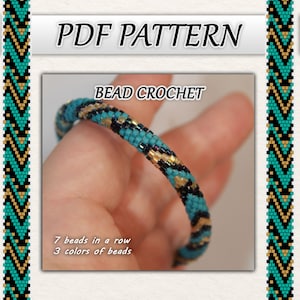 Mönster för virkat armband med pärlor – Smycken med diagonala ränder (PDF-mönster)